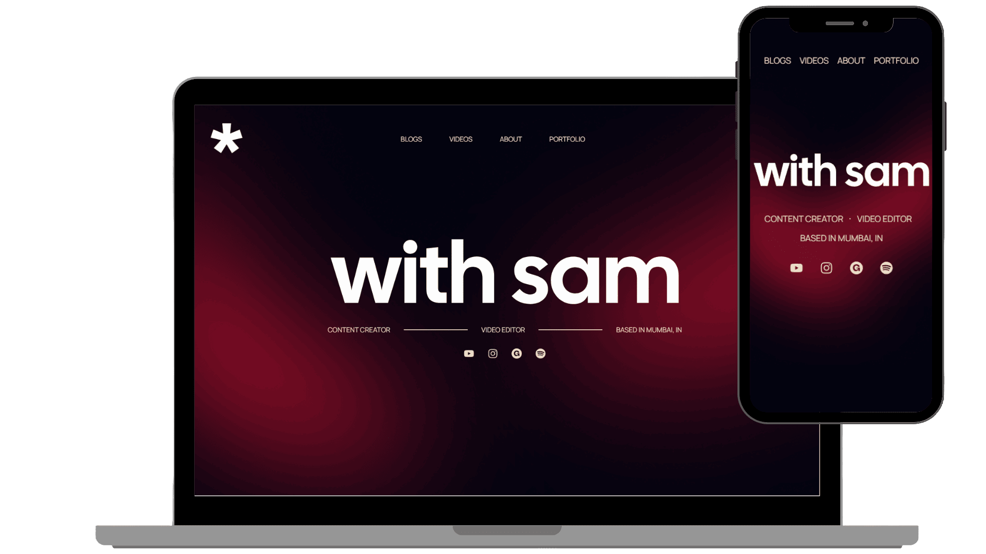 A personalized website for a YouTuber, featuring his journey, blog posts, and links to new videos, designed to engage and connect with fans.